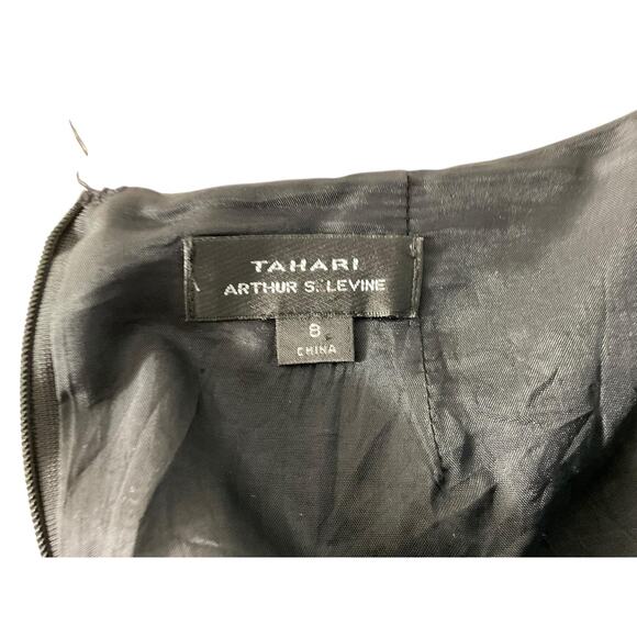 Tahari Arthur S. Levine Dress Womens 8 Black Gray Cowl Neck 3/4 Sleeve Sheath - Picture 3 of 10